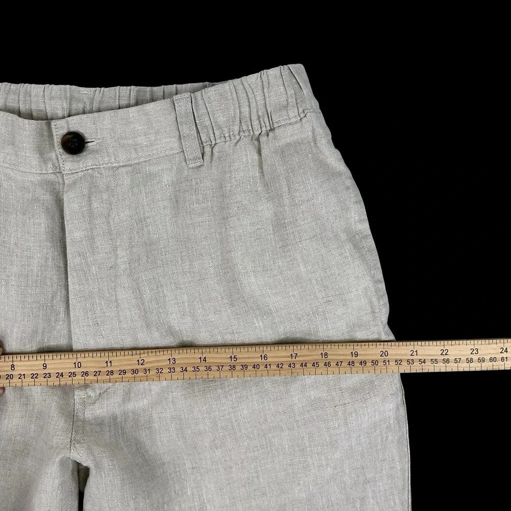 Caribbean Pants Men 34x30 Beige Linen Straight Leg Elastic Waist NWT